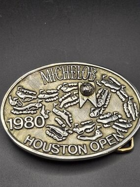 Michelob 1980 Houston Open Gold-Tone Oval Belt Buckle